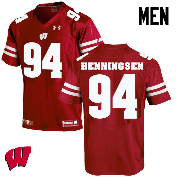 Wisconsin Badgers Men's #94 Matt Henningsen NCAA Under Armour Authentic Red College Stitched Football Jersey TT40D54DI